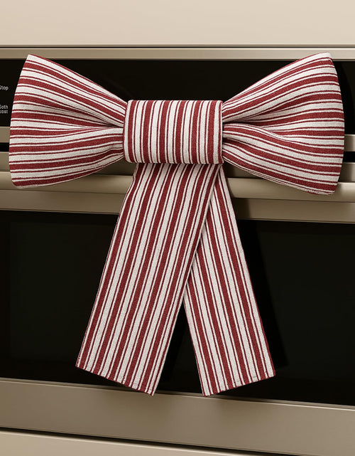 Load image into Gallery viewer, Hungdao Christmas Kitchen Towels 2 Pc Red White Stripes Decorative Bows
