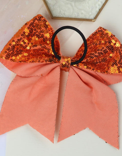 Load image into Gallery viewer, Xepeelo 2Pcs Orange Glitter Bow Elastic Hair Ties Bands Ponytail Holder 1 Count
