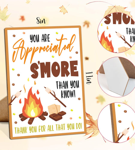 Muruseni Appreciated Smore Fall Party Sign 8x11 Wooden with Stand