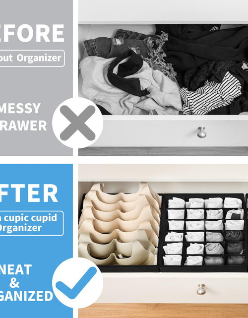 Load image into Gallery viewer, Cupic Cupid Drawer Organizer Set of 4 Foldable Black Closet Dividers
