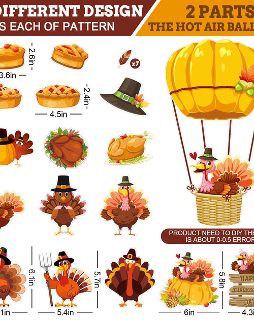 Load image into Gallery viewer, Whaline 45Pc Thanksgiving Turkey Hot Air Balloon Paper Cutouts Autumn Decor
