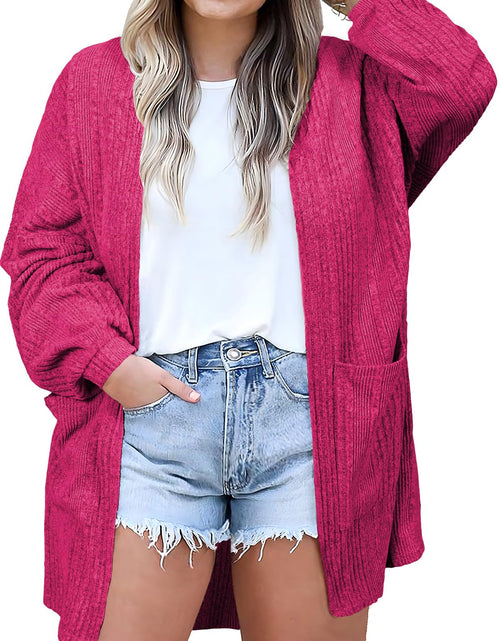 Load image into Gallery viewer, Eytino Women's Plus Size Cardigan Long Sleeve Waffle Knit Coral Paradise Size 1X
