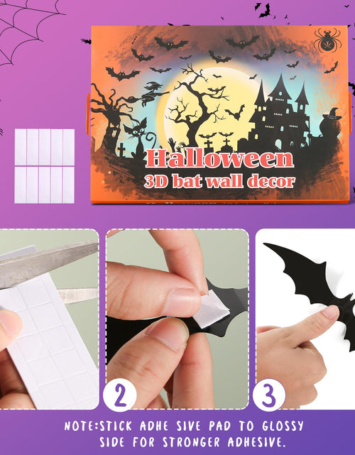 Load image into Gallery viewer, PFAMKEER Halloween Bat Stickers 120pcs 3D Black PVC Various Sizes
