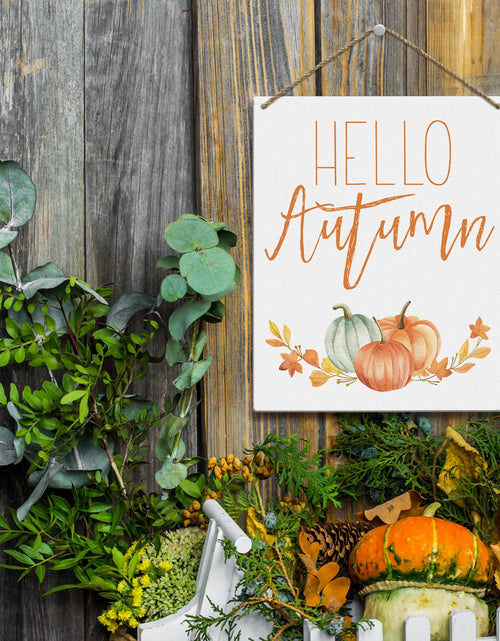 Load image into Gallery viewer, Hello Autumn Rustic Wood Wall Sign Fall Decor Seasonal Harvest Farmhouse
