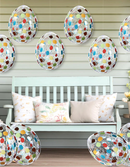 Load image into Gallery viewer, Jetec 12 Pcs Inflatable Easter Eggs 16in Large Glitter PVC Decorations Silver
