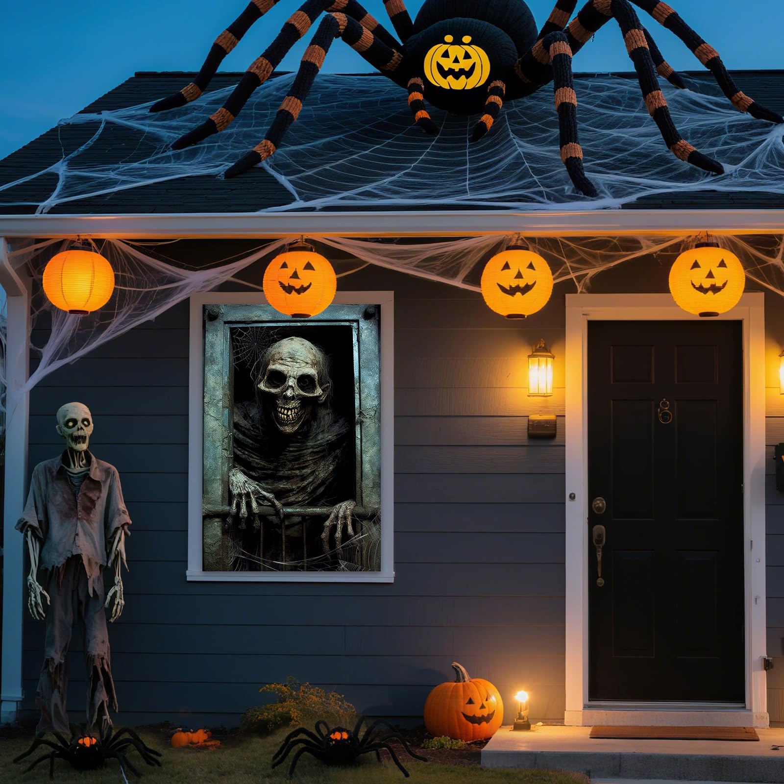 ROOKEA Halloween Vampire Window Curtain Spooky Ghost Banner Indoor Outdoor Decor