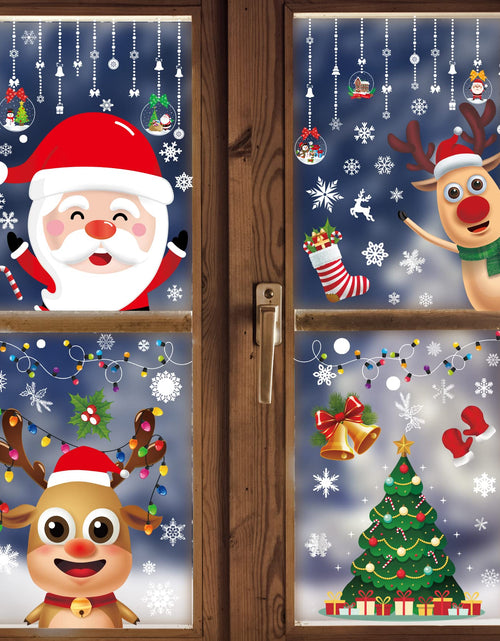 Load image into Gallery viewer, Joyful Start Christmas Window Clings Double Sided Snowflake Decals PVC
