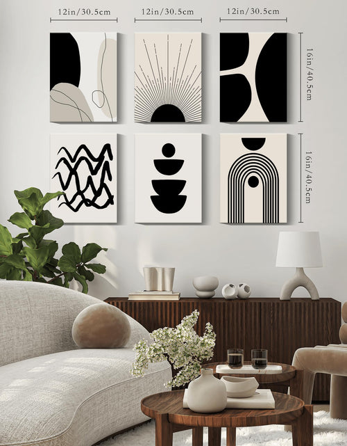 Load image into Gallery viewer, Drsoum Abstract Boho Geometric Framed Wall Art 12x16in Black Brown Beige
