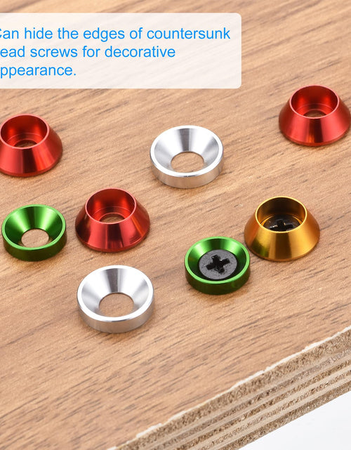 Load image into Gallery viewer, uxcell M6 Cone Cup Countersunk Washers Anodized Aluminum Red 50 Pcs
