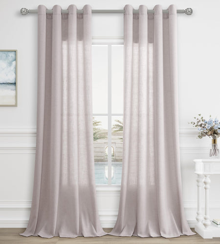 Aersas Champagne Linen Curtains 52x108in 2 Panels Grommet Light Filtering