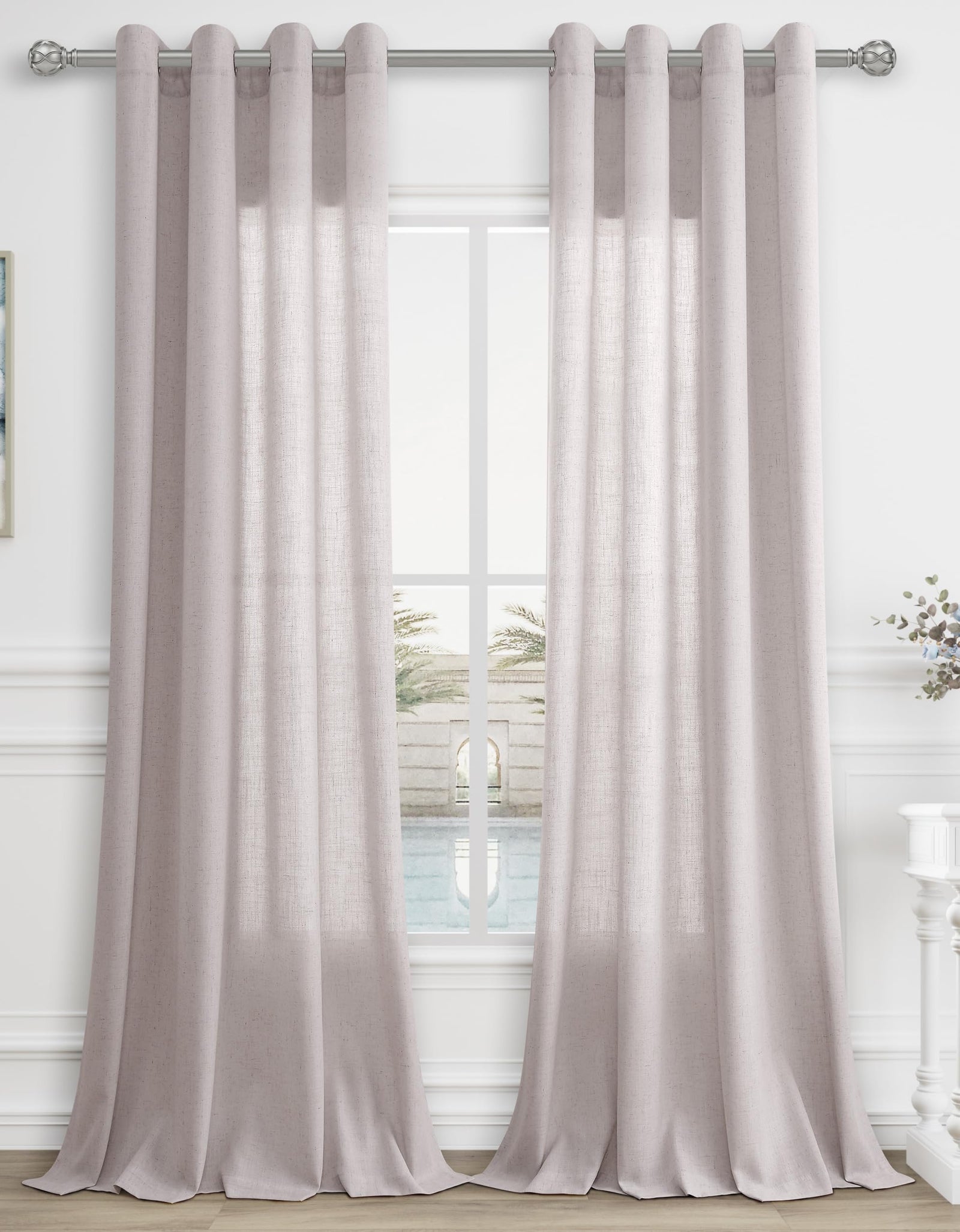 Aersas Champagne Linen Curtains 52x108in 2 Panels Grommet Light Filtering