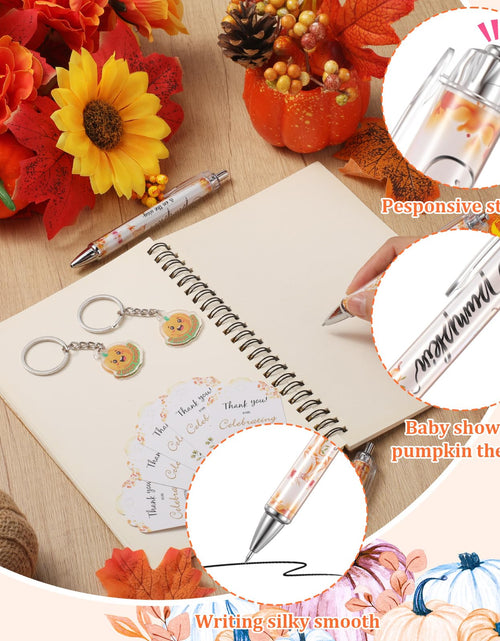 Load image into Gallery viewer, AmazingSpark 36 Sets Fall Baby Shower Favors Pumpkin Pens Keychains Orange
