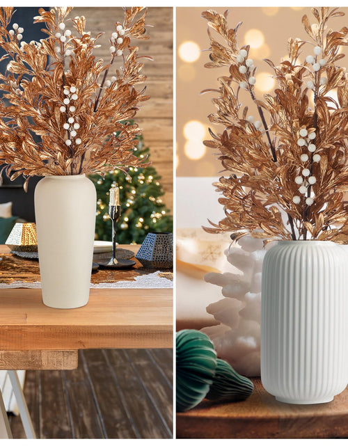 Load image into Gallery viewer, Giegxin 3 Pcs 30" Gold Leaf Christmas Tree Picks with White Berry
