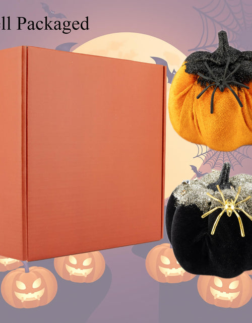Load image into Gallery viewer, Generic Velvet Halloween Pumpkin Decor 4PCS Black Orange 3.94x3.54in
