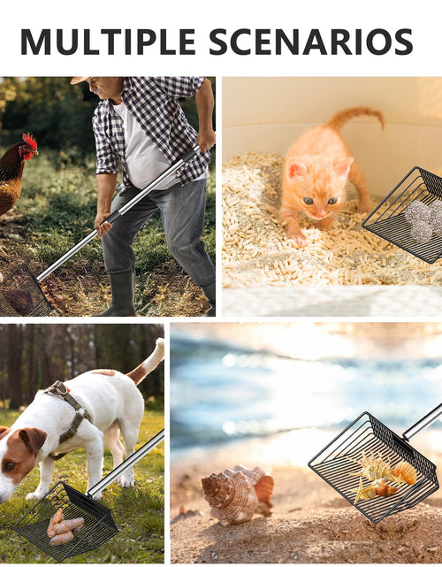 Load image into Gallery viewer, MENGBEI Chicken Poop Scooper Stainless Steel 15-54" Telescoping Handle 8" Wide
