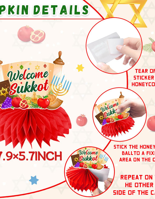 Load image into Gallery viewer, Gexlaju Sukkot Decorations Honeycomb Centerpieces 12pcs Red Yellow Paper
