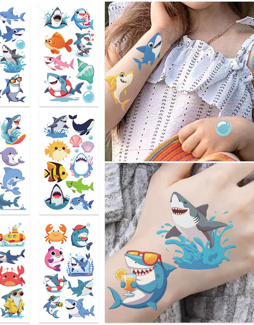 Load image into Gallery viewer, SBOBUY Shark Temporary Tattoos 10 Sheets Birthday Party Supplies Green
