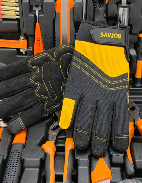 Load image into Gallery viewer, SAVJOB Women's Light-Duty Work Gloves Faux Leather Yellow Size Small
