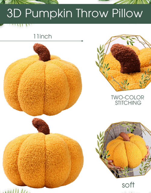 Load image into Gallery viewer, Queekay 2 Pcs Pumpkin Pillow Plush 11x9.5 Inch Fall Decor Ginger Cotton
