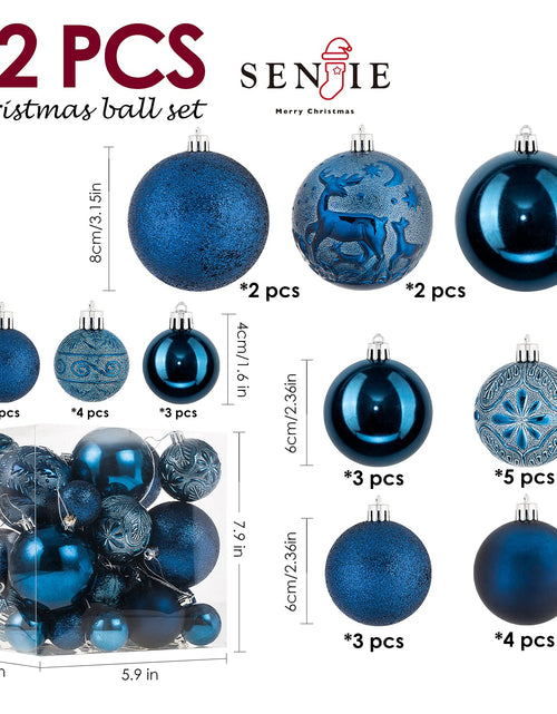 Load image into Gallery viewer, Senjie Night Blue Shatterproof Christmas Ornaments 32pcs Set Plastic
