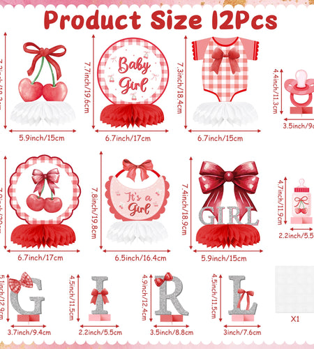 ArowlWesh Red Bow Baby Shower Honeycomb Centerpiece Table Decoration