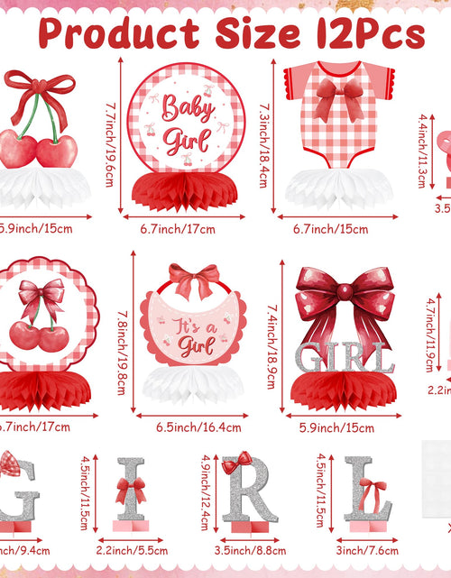 Load image into Gallery viewer, ArowlWesh Red Bow Baby Shower Honeycomb Centerpiece Table Decoration
