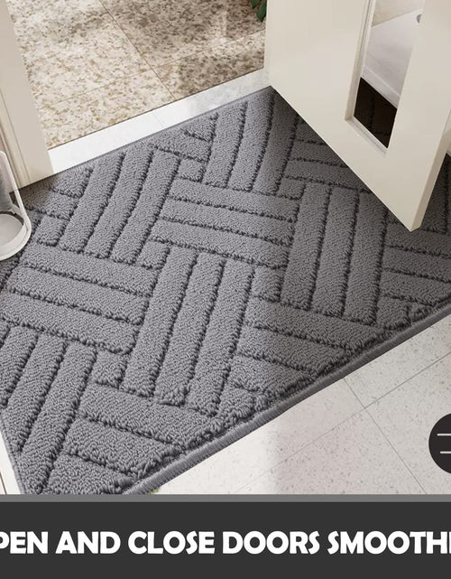 Load image into Gallery viewer, JEEDOVIA Door Mat Indoor Non-Slip Rubber Backing Heavy Duty Grey 36x59
