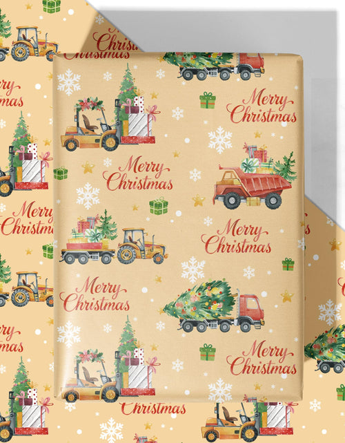 Load image into Gallery viewer, WRAPLULU Christmas Truck Wrapping Paper 4 Jumbo Sheets 28x40in Yellow
