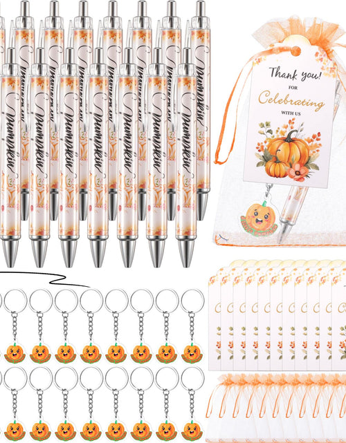 Load image into Gallery viewer, AmazingSpark 36 Sets Fall Baby Shower Favors Pumpkin Pens Keychains Orange
