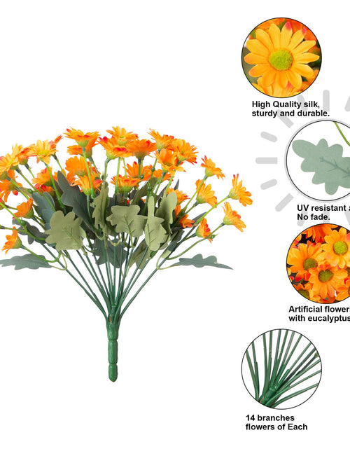Load image into Gallery viewer, INSPRING Daisy Artificial Outdoor Silk Flowers 6 Bundles Orange UV Resistant
