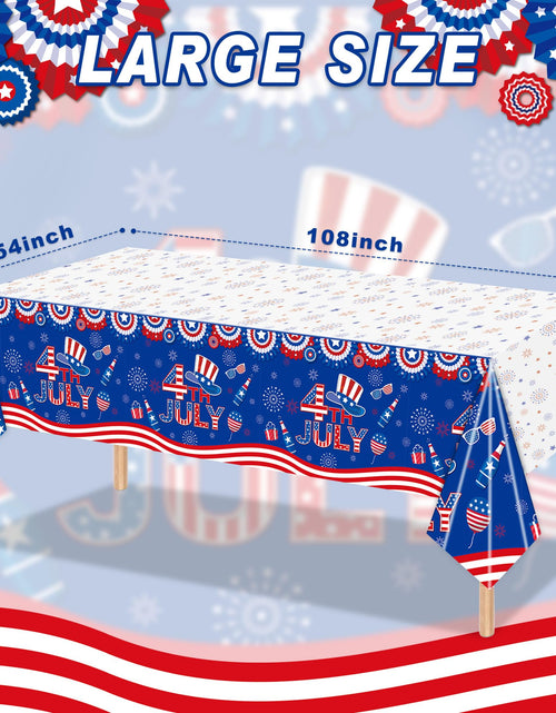 Load image into Gallery viewer, Rejoice Bunny 3-Pack 4th of July Disposable Tablecloths 54x108 Inches Plastic
