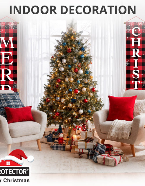Load image into Gallery viewer, X-Protector Merry Christmas Buffalo Plaid Banner 71x13 Red
