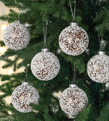 Soulchen 6 Pcs Vintage Metallic Glass Christmas Tree Ornaments 3.15in Brown