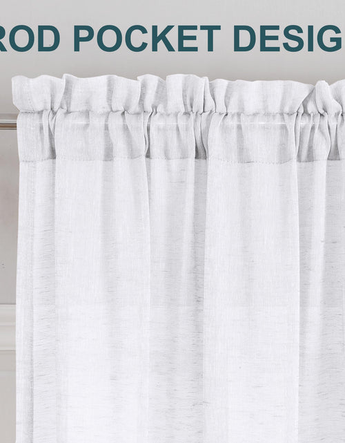 Load image into Gallery viewer, Turquoize Linen Sheer Rod Pocket Curtains 52x63in Set of 2 Pure White
