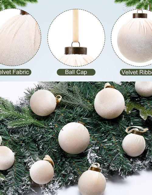Load image into Gallery viewer, HyDren 24Pcs Beige Velvet Shatterproof Christmas Ornaments Balls 3.15,2.76,2.36"
