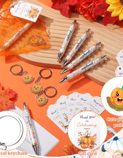 Load image into Gallery viewer, AmazingSpark 36 Sets Fall Baby Shower Favors Pumpkin Pens Keychains Orange
