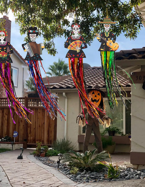Load image into Gallery viewer, Aovaely 4PCS Day of the Dead Sugar Skull Hanging Decorations Dia De Los Muertos
