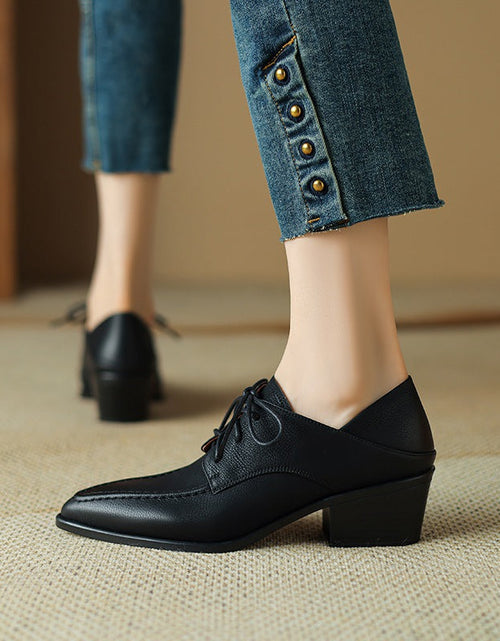 Load image into Gallery viewer, Women's Retro Strap Chunky Heel Pointed-Toe Shoes
