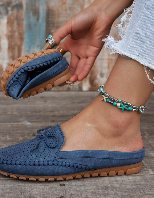Load image into Gallery viewer, Women's Retro Slip-On Round-Toe Flat Loafers – PU Leather Stitched Everyday Shoes

