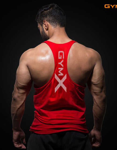 Load image into Gallery viewer, Men's fitness vest muscle exercise tight fitting T-shirt quick drying top fitness suit muscle training sleeveless
