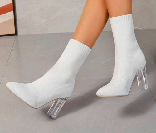 Load image into Gallery viewer, Women’s Chunky-Heeled Knitted Suede Ankle Boots
