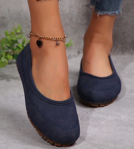 Women’s Low-Cut Round Toe Loafers – Slip-On Flat Casual Shoes
