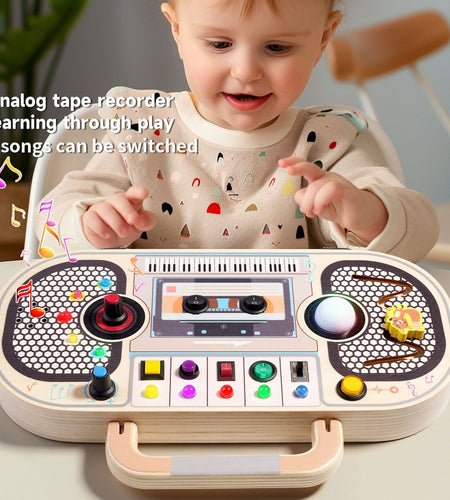Children's wooden early education toys, switches, circuit recorders, busy boards, enlightenment, hands-on cognition, new LED lights