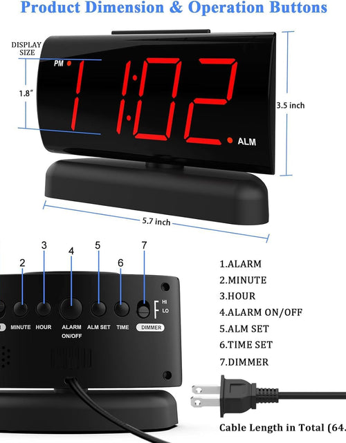 Load image into Gallery viewer, GING YHAU alarm clock large digital rotating base 2-level brightness digital clock bedroom bedside alarm clock
