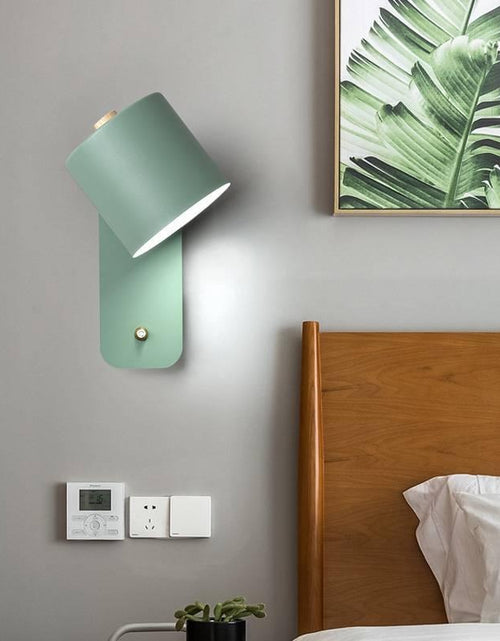 Load image into Gallery viewer, Nordic bedroom bedside lamp wall lamp study dining room corridor with switch wall lamp macaron LED minimalist wall lamp
