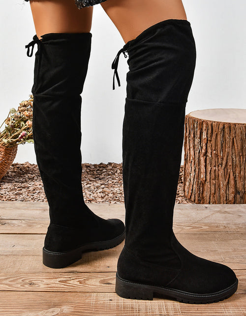 Load image into Gallery viewer, Women’s Elastic Knee-High Boots – Thick Sole Solid Color Fashion Boots
