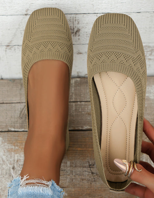Load image into Gallery viewer, Women’s Knitted Plus Size Flying Woven Breathable One-Pedal Shoes
