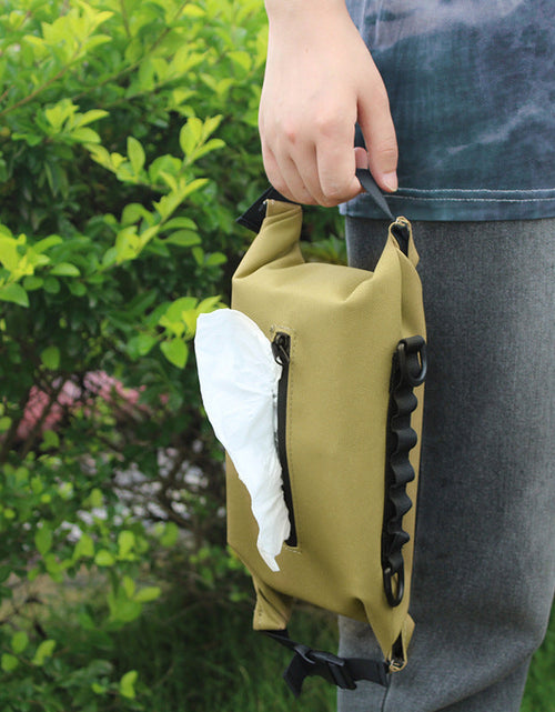 Load image into Gallery viewer, Outdoor camping wet tissue paper box camouflage waterproof canvas tissue bag square hand-held tissue storage bag
