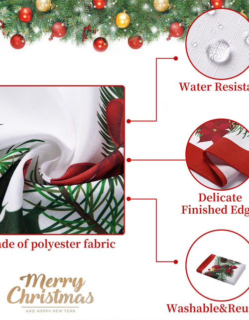 Load image into Gallery viewer, Christmas table runner with pine holly needle, holiday dining decor
