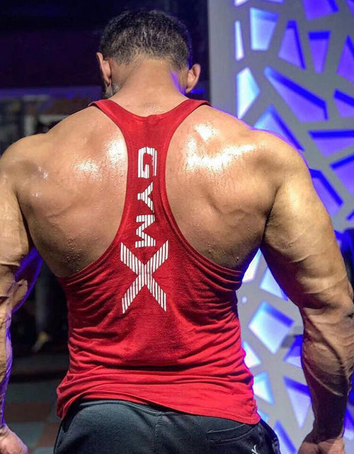 Load image into Gallery viewer, Men's fitness vest muscle exercise tight fitting T-shirt quick drying top fitness suit muscle training sleeveless
